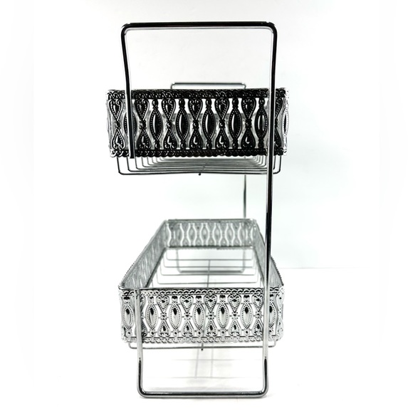 Storage & Organization Rare Two Tier Metal Table Top Shelf Silver